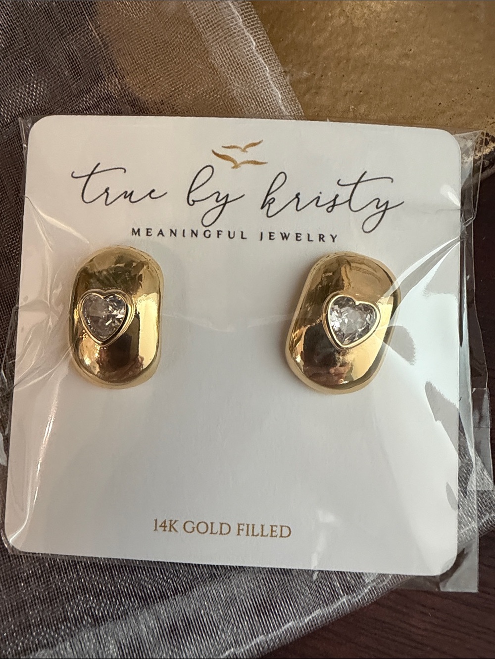 Gold Heart Stud Earrings